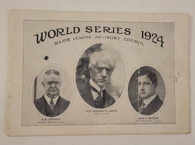 1924 Rare WORLD SERIES PROGRAM MLB Baseball SENATORS vs GIANTS w/ Walter Johnson - Image 1 of 4