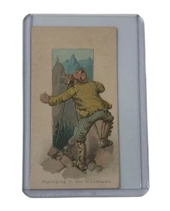 1888 N86 Duke Cigarettes Scenes of Perilous Occupations Surveying The Mountains - Picture 1 of 2