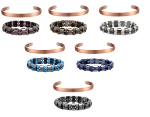 Reines Kupfer Magnet Manschette Armband Magnet Hämatit Elastisch 2 Linien Armband Set - Bild 1 von 22