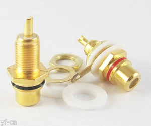 4pcs Gold RCA JACK Female PANEL MOUNT Adapter Red & Black - Picture 1 of 4