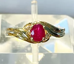 Oval Brilliant Ruby and Diamond 14k Yellow Gold Ring Size 6.5 - Picture 1 of 7