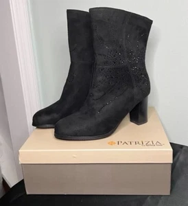 Patrizia Spring Step Black Rhinestone Leurifana Boots Side Zip Women’s Sz 9 (40) - Picture 1 of 24