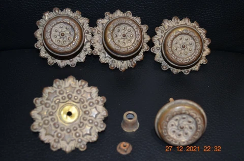 Vintage Antique 1880's   BIG OLE PATRIOTIC STARS   Brass Drawer Knobs (lot Of 4) Cover
