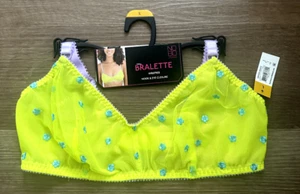 No Boundaries Embroidered Mesh Bralette Wirefree See-Thru Yellow Junior's Large - Picture 1 of 4