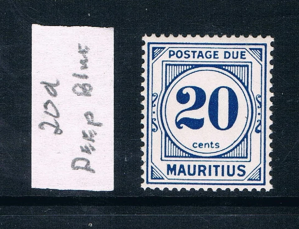 Mauricio 1966 - 20¢ franqueo debido - azul profundo - SC J12v [SG D12a] MNH P4 Foto 1 de 2
