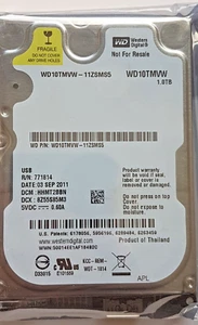 WD10TMVW-11ZSMS5 DCM HHMT2BBN SN: WXG1Axxxxxxx 03 SEP 2011 Thailand - Afbeelding 1 van 1