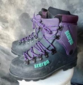 SCARPA BOOTS Inverno BLACK PURPLE Hard Shell Mountaineering CLIMBING SZ 8 ITALY! - Picture 1 of 21