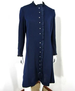 ABE SCHRADER BY BELLE SAUNDERS LONG SLEEVE DRESS SIZE 14 BLUE MOCK RUBBLE - Picture 1 of 12