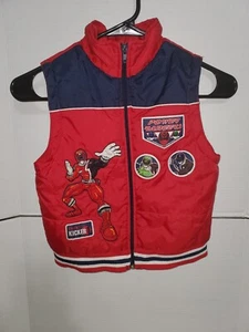 2005 Power Rangers SPD KIDS 4 Red Puffer Vest Patches Retro Clothing Throwback - Picture 1 of 4