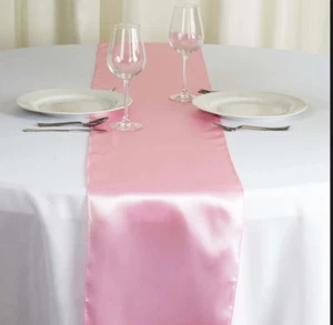 Lot of 20 Light Pink 12" x 108" Wedding Party Satin Table Top Runners NEW! - Picture 1 of 7