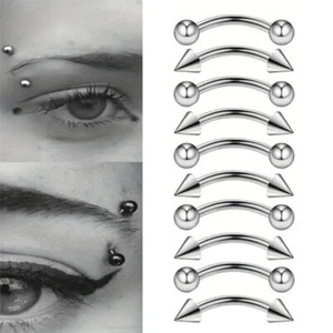 10pcs Surgical Steel Eyebrow Nails Curved Bent Barbell Cartilage Studs Piercing - Picture 1 of 7