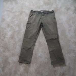 Weatherproof Relaxed Straight Fit Pants Men's 36x32 Flat Front Green Distressed - Picture 1 of 12