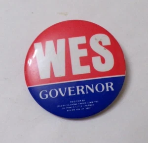 Wes para gobernador de Oklahoma, botón de campaña 1990, 2 1/4" (CS-6) - Imagen 1 de 2
