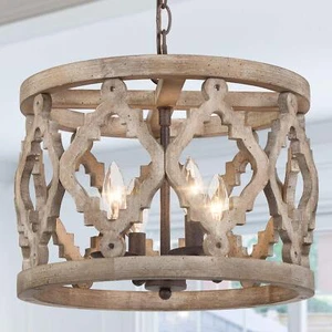 Farmhouse Chandelier For Dining Room Wood Pendant Lighting For Kitchen Island Fo - Picture 1 of 9