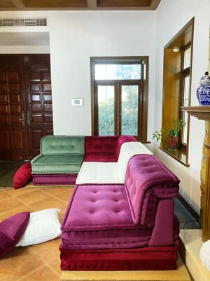 French Hand Tufted Daybed Mah Jong Sofa Modular Sectional Sofa Couch Full Set - Image 1 of 4