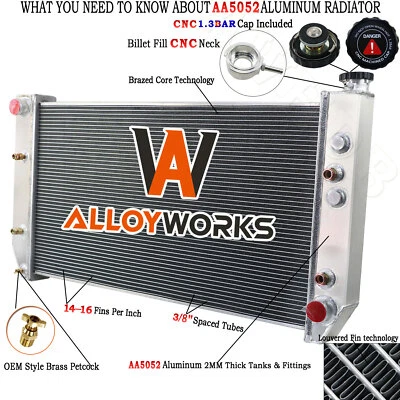 4 Row Radiator For 1982-93 Chevy C10 C20 K30 GMC C1500 K2500 C3500 6.2L V8 1985 — 第 1/4 张图片