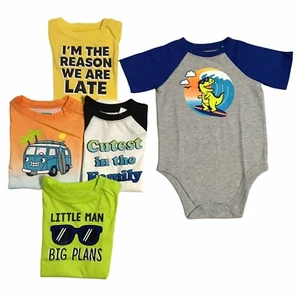 Garanimals Baby Boys Bodysuits Size 24 Months Multicolor Short Sleeves Lot of 5 - Picture 1 of 11
