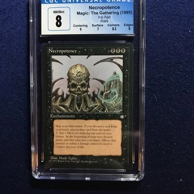MTG Ice Age Necropotence CGC 8 NM/Mint (9 centering) 1995 - Image 1 of 2