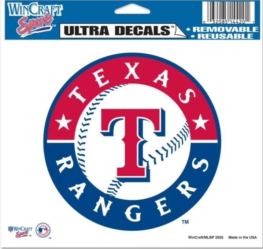 Texas Rangers Colored Clear Background 5" X 6" Decal - Image 1 of 1
