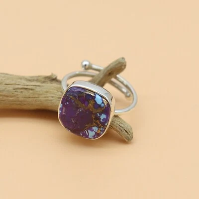 New Sterling Silver 925 Purple Turquoise Southwest Ring Handmade Foto 1 de 4