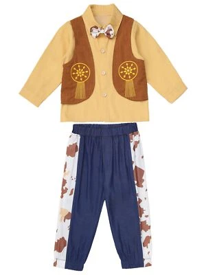 Kids Boys Shirt And Pants Party Costume Bowknot Gentleman Long Sleeve Cowboy - Image 1 of 4
