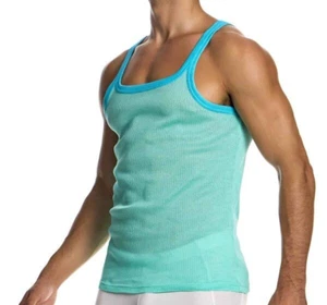MODUS VIVENDI Retro Tanktop SemiTransparent Micro Fishnet Cotton Mint 05531 B98 - Picture 1 of 5