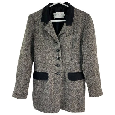 Chaqueta Abrigo Vintage Hugo Buscati Milano Hacking Para Mujer Abotonada Tweed Usada | 6 Foto 1 de 4