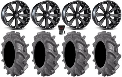 MSA Black Kore 14" ATV Wheels 28" BKT AT 171 Tires Honda Foreman Rancher SRA Foto 1 de 4