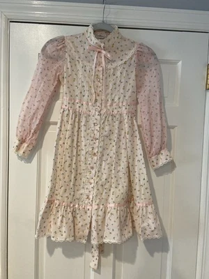 Años 70 B. Altman & Co. Vestido pradera para niñas - rosa floral Foto 1 de 4