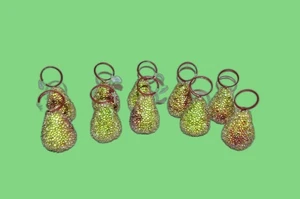 Beaded Sugar Fruit Table Place card Holders Ornaments Set of 10 Pear - Picture 1 of 9