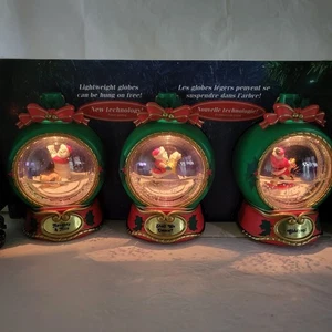 Vtg 90s NOVA Let it Snow Musical Light Up Christmas Ornament Set 3 Snow Globes - Picture 1 of 6
