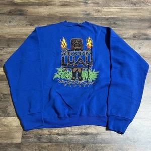 Germaine’s Luau Sweatshirt Sweater Hawaii Double Sided Blue Mens Size XXL 2XL - Picture 1 of 11