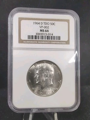 1964 D TDO 50c Kennedy Silver Half Dollar NGC MS 64 VP-002 #4611 - Image 1 of 4