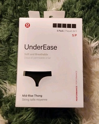 LULULEMON UnderEase Tanga de tiro medio Ropa interior Paquete de 5 Negro Talla S Foto 1 de 2