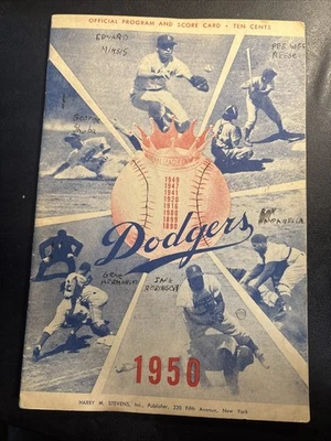 1950 Brooklyn Dodgers Program Scorecard SCORED vs. Phillies Jackie Robinson - Image 1 of 4