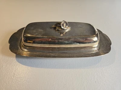 Oneida Platero Plato de Plata Plato de Mantequilla Perilla Floral Bandeja de Vidrio Inserto Foto 1 de 4