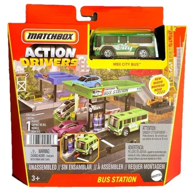 Matchbox Bus Station Action Drivers Spielset Kinder Spielzeug Modellauto Stadt - Bild 1 von 4
