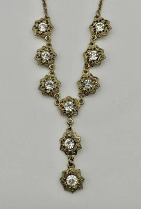 Statement Floral Y-Drop Necklace Stones Gold Tone Vintage Style Sparkly by 2028 - Picture 1 of 6