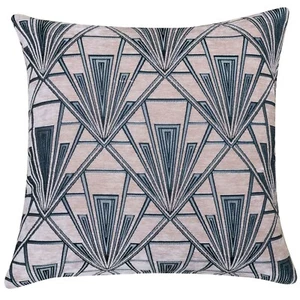 Cojín geométrico extra grande Art Deco. Oruga de terciopelo suave rosa rubor. 23x23" - Imagen 1 de 2