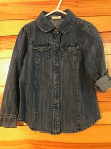 Crazy 8 Denim Button Down Shirt Girls Long Sleeve Top Size S 5-6 - Picture 1 of 1