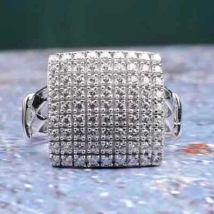 2Ct Round Cut Real Moissanite Cluster Engagement Ring 14k White Gold Plated - Picture 1 of 3