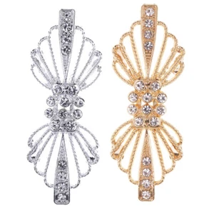 Fashion Design Gold/White Rhinestone Crystal Coat Closure Hook and Eye Clasp - Picture 1 of 3