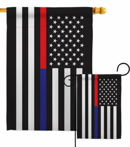 US Thin Red and Blue Line Garden Flag Service Armed Forces Yard House Banner - Picture 1 of 17