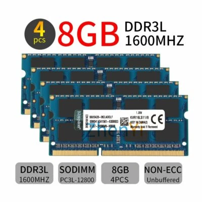 32GB 4x 8GB 4G DDR3L1600MHz  PC3L-12800 sodimm Laptop Memory RAM Kingston LOT BT - Image 1 of 4
