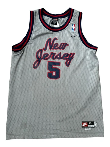 Vintage Nike Jason Kidd New Jersey Nets Jersey Size Youth XL Grey Stiched #5 NBA Cover