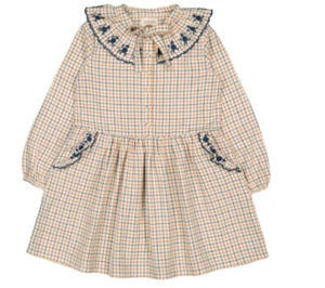 LOUIS LOUISE Caro Embroidered Checked Dress | Ecru size 10 $130 - Picture 1 of 7