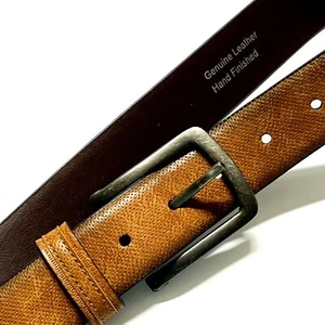 Genuine Leather Mens 32" Belt Hand Finished Brown 30-34" Textured - Picture 1 of 8