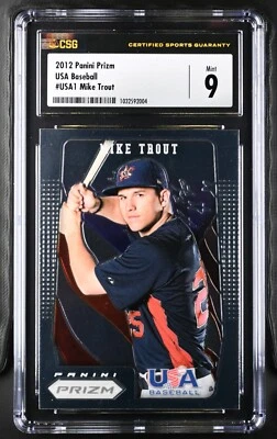 2012 Panini Prizm USA Baseball USA1 Mike Trout CSG 9 Mint *Only 5 Graded Higher* - Image 1 of 3