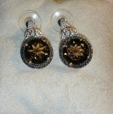 Pendientes colgantes Chuck Clemency NYCII oro rosa 18k/plata esterlina topacio marrón Foto 1 de 4