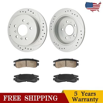 Rear Drilled Rotors Brake Pads For Chevrolet Impala 2006-2010 Monte Carlo Foto 1 de 4